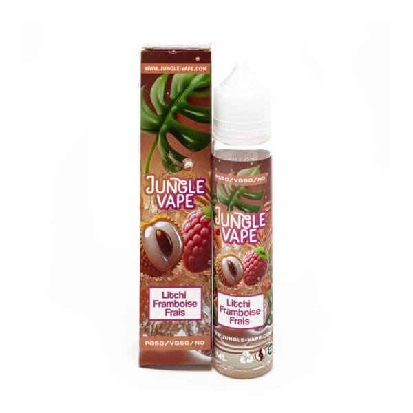 Boite avec flacon du gout Litchi framboise frais Jungle Vape