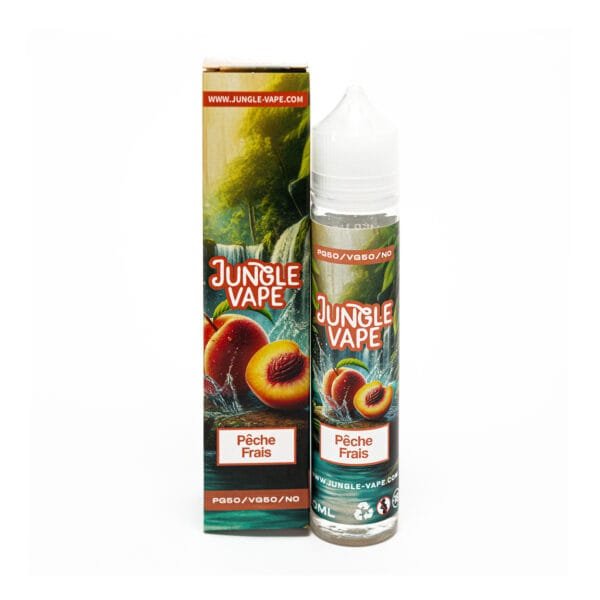 Boite et flacon 50ml peche frais summer vibes collection Jungle Vape